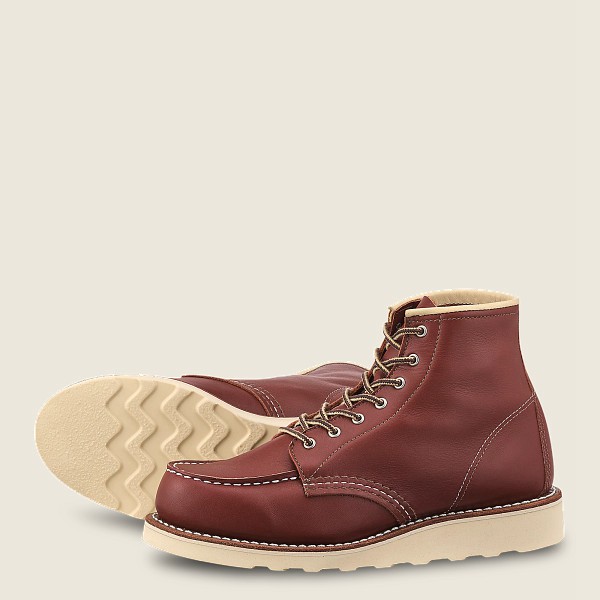 Red Wing Womens Heritage Boots - 6-inch Classic Moc - Short Atanado Leather - Burgundy - GYV982036